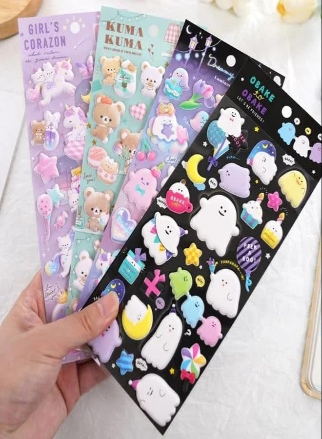 SAMVARDHAN Cute Animal 3D Puffy Sticker, Decorative Deco Book Sticker, Aesthetic Cartoon Foam for Scrapbook, Diary & Decor, DIY Self Adhesive Puffy Sticker Set for Kids - Image 3
